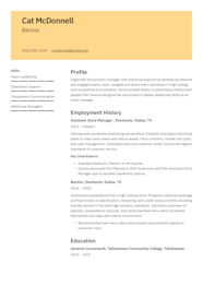 Barista Resume Example Writing Guide