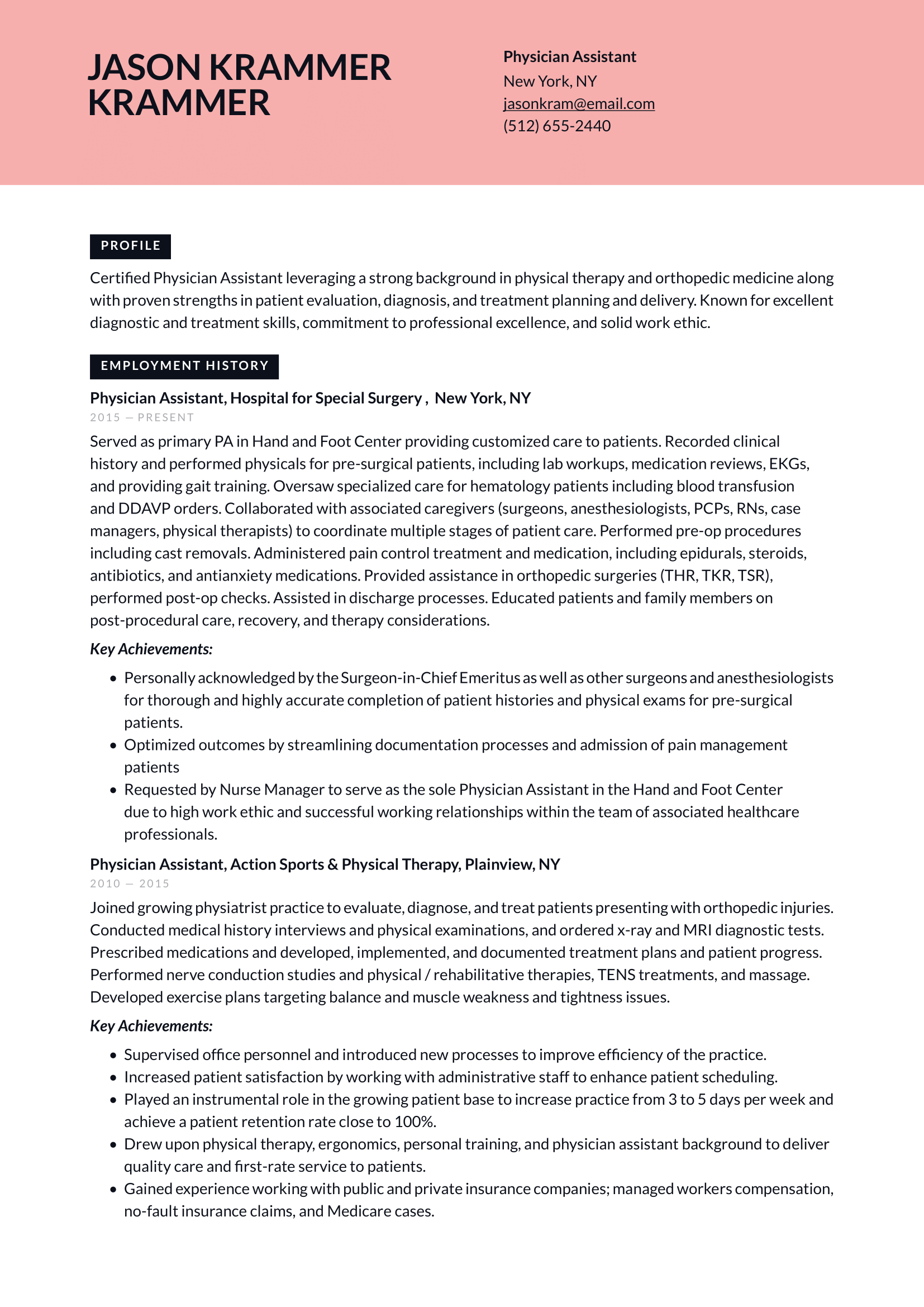 Physician Assistant Resume Example & Writing Guide