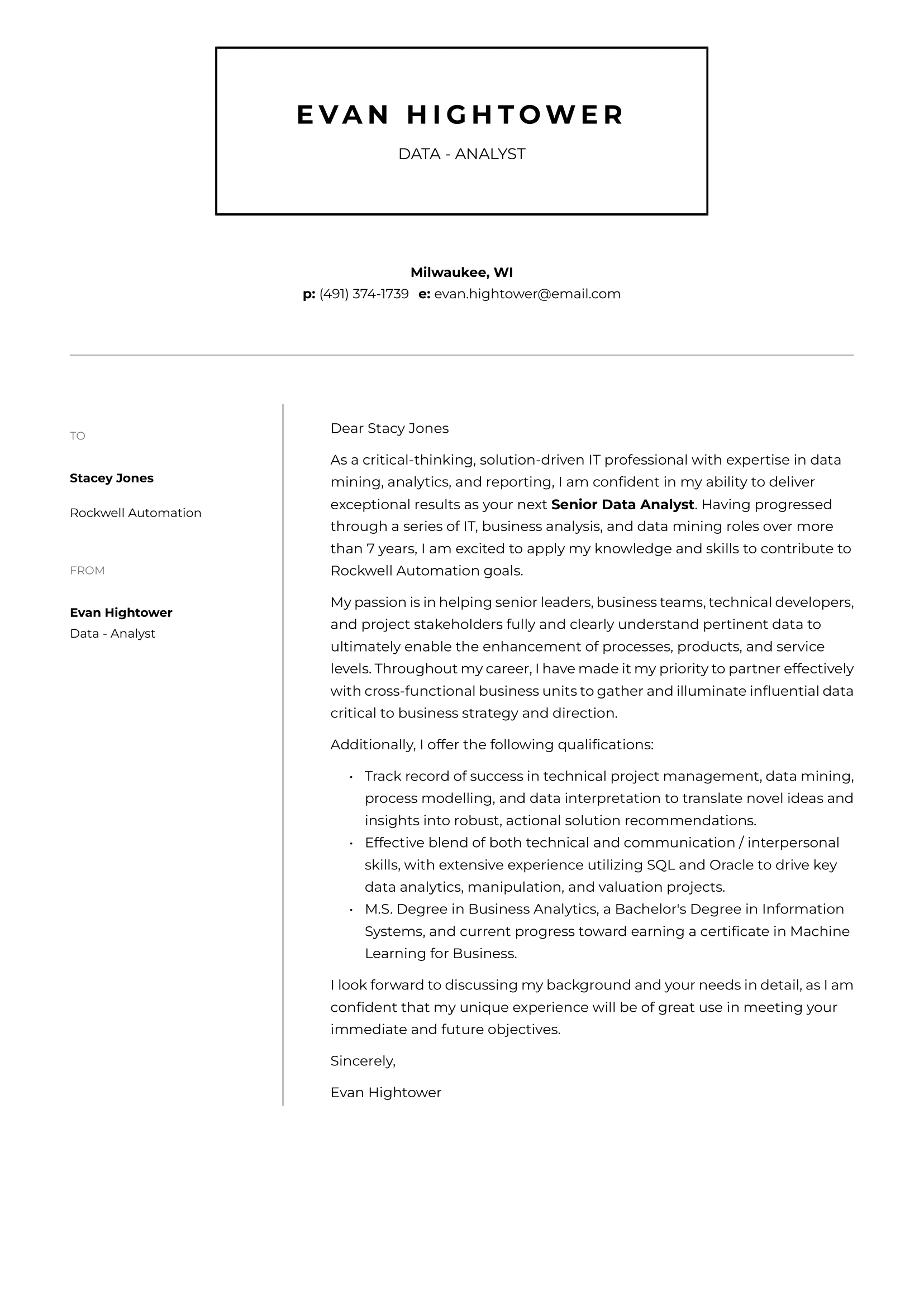 Data Analyst Cover Letter Example & Writing Guide