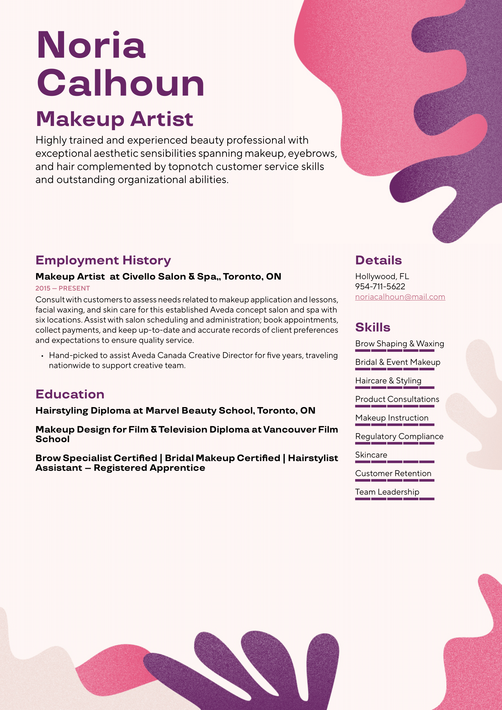 Makeup Artist Resume Example and Writing Guide