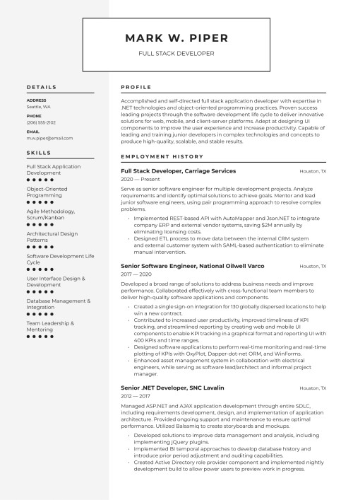 Full-Stack Developer Resume Example and Writing Guide