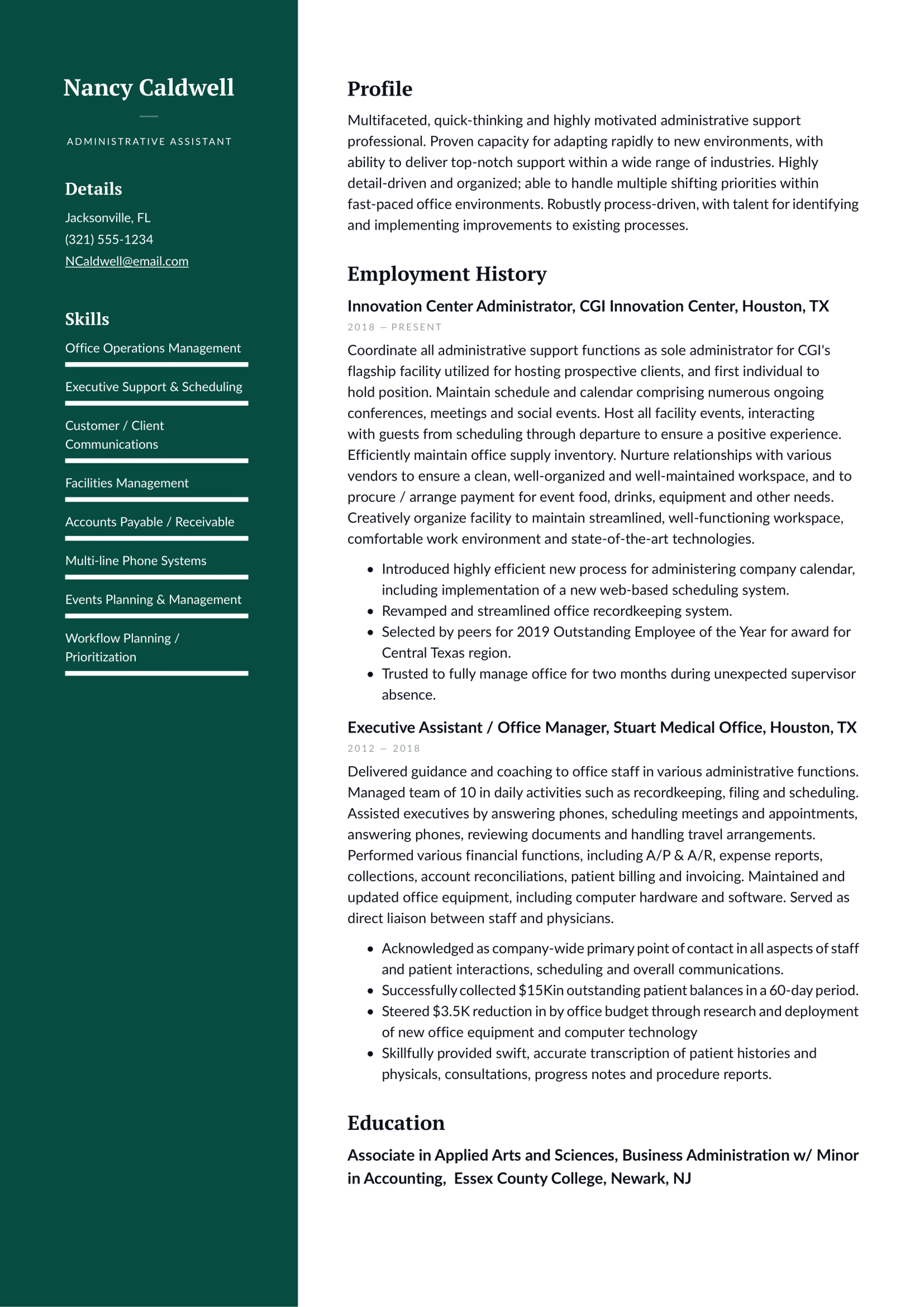 Administrative Assistant Resume Example 