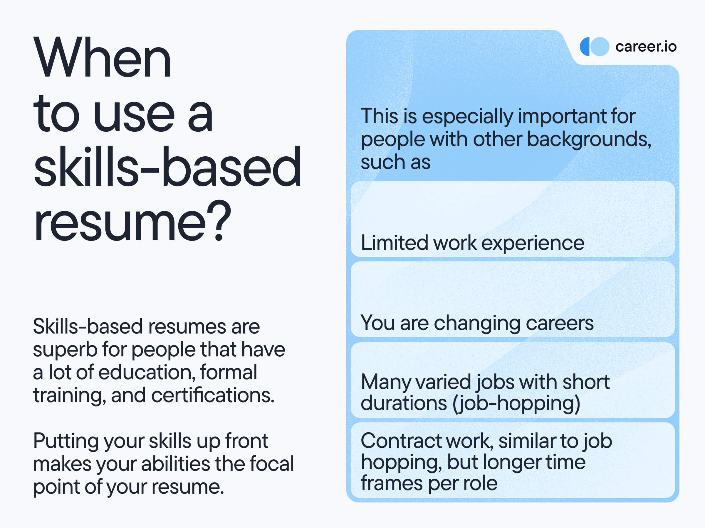 When to use a skills-based resume 