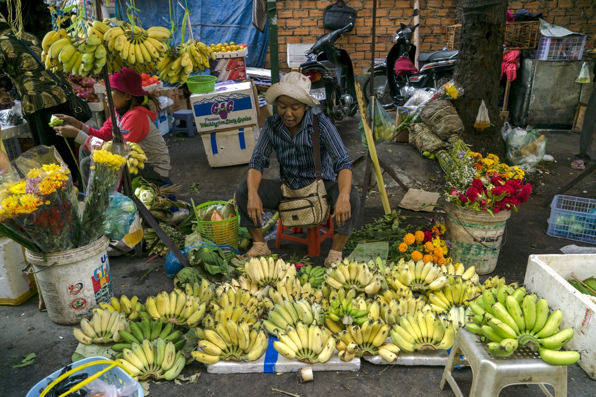 Local artisan market fruits in Phnom Penh Cambodia