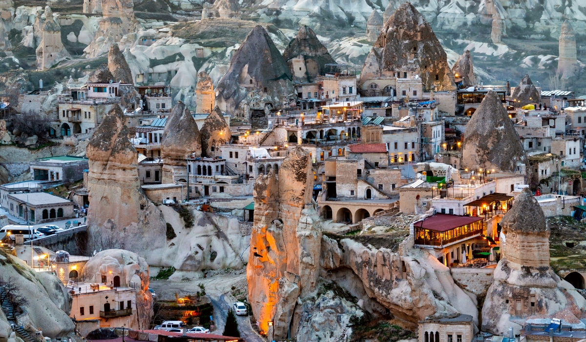 View of Göreme and rock formations hoodoos in Cappadocia, Turkey (2)