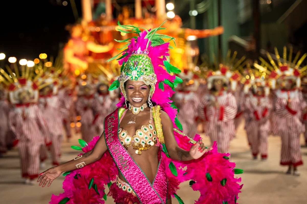 Woman performer in a parade at Carnaval festival in Brazil