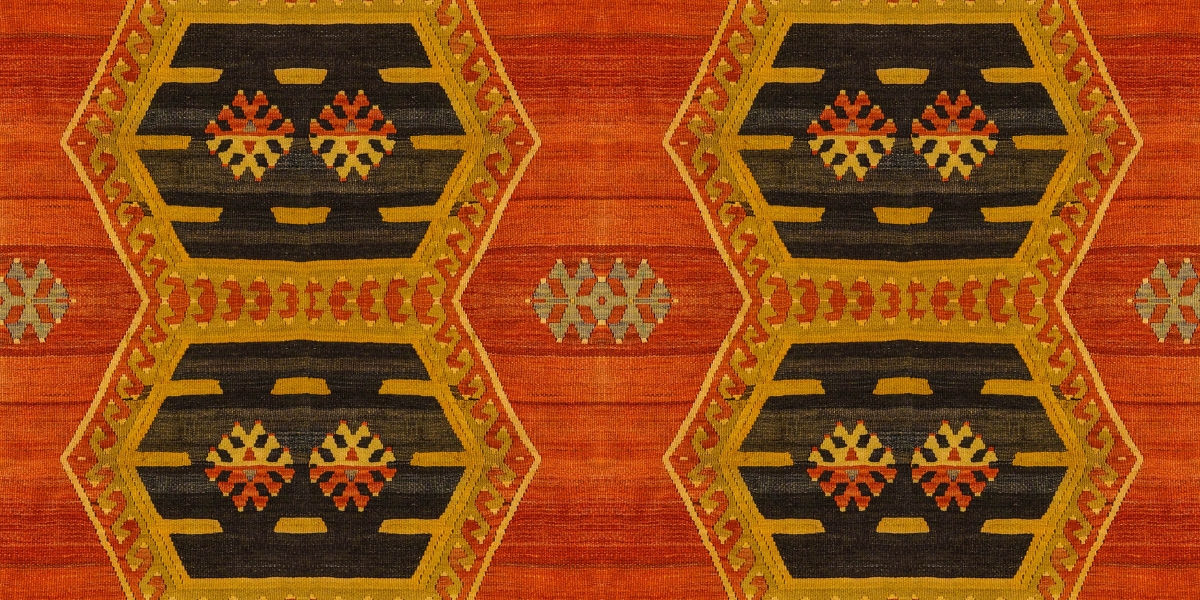 Traditional Anatolian Kilim pattern on Turkish rug