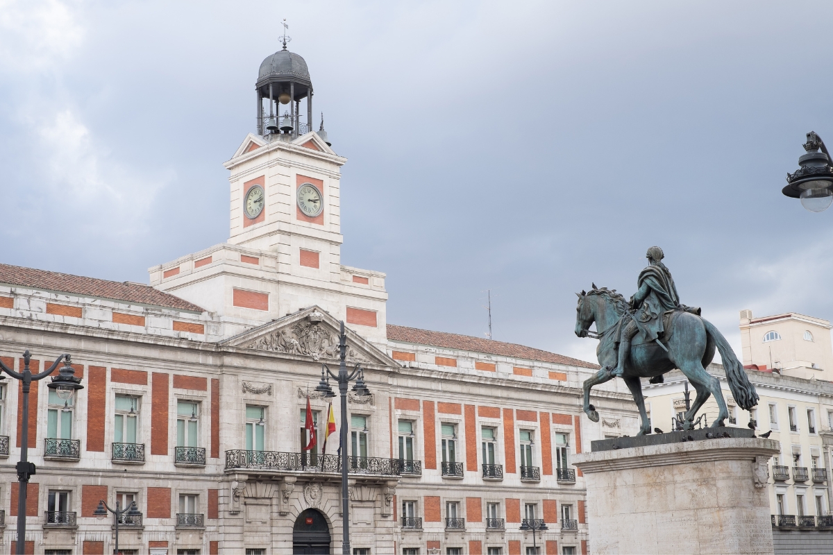 Statue of Philip III on Plaza Mayor in Madrid, Spain