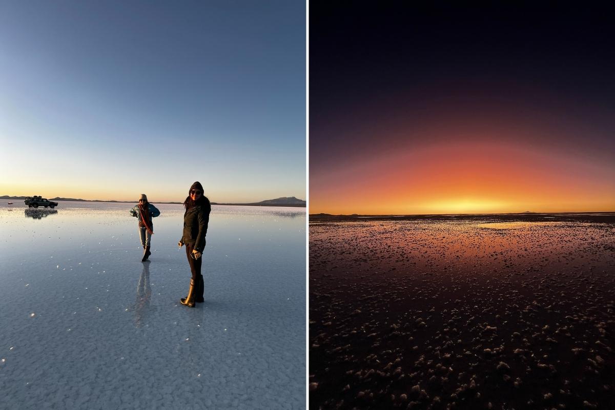 SA Expeditions Destination Experts and sunset at Salar de Uyuni salt flats Bolivia