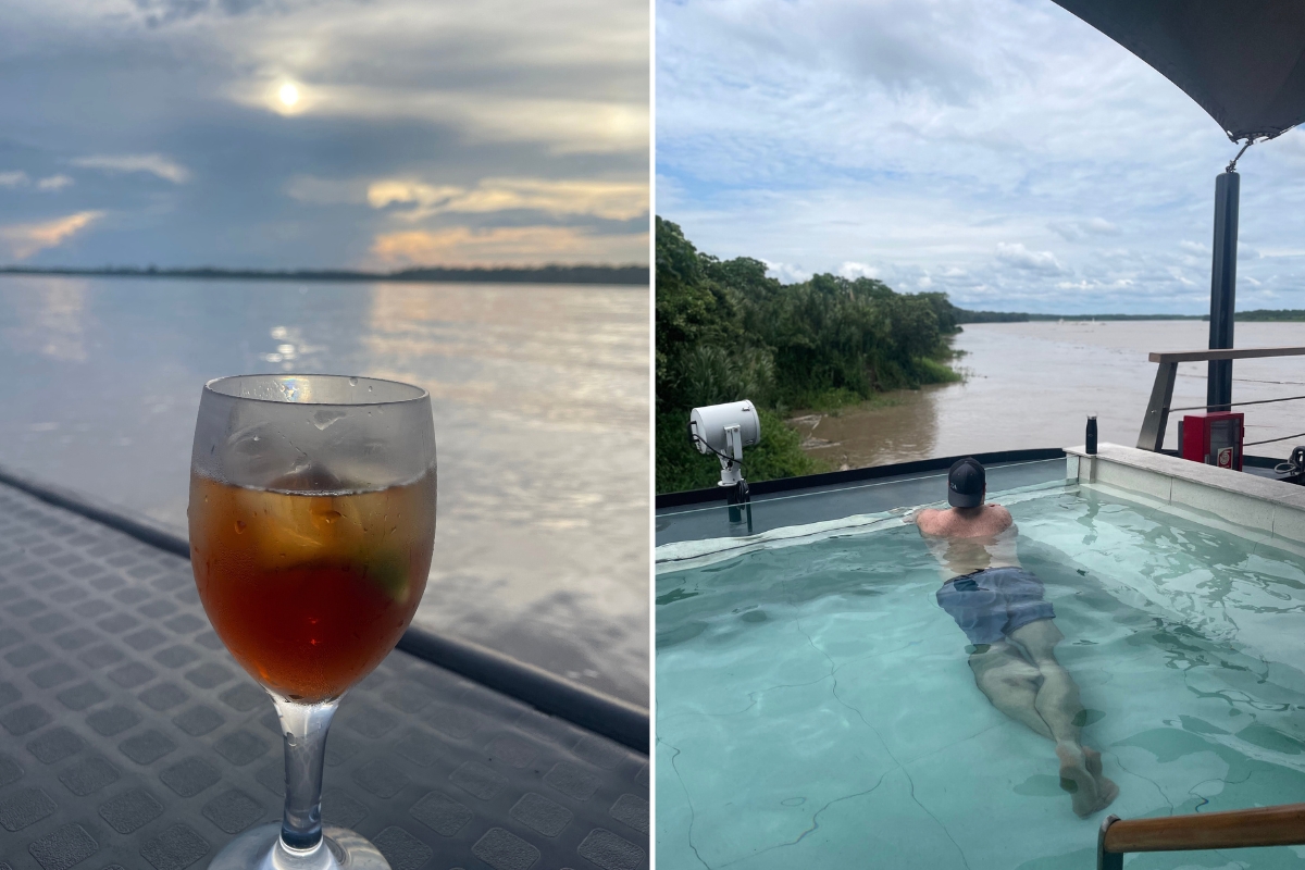 SA Expeditions Destination Expert Matt Greenburg relaxing on Aqua Nera luxury Amazon cruise