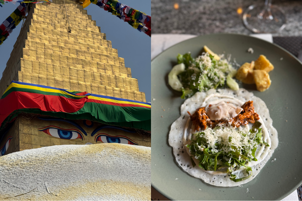 The all-seeing eyes of Boudhanath Stupa set the tone for a morning steeped in spirituality—followed by a gourmet twist on Nepal’s signature momos before venturing onward to Bhaktapur’s medieval wonders. (Photo: Gerry Coen)