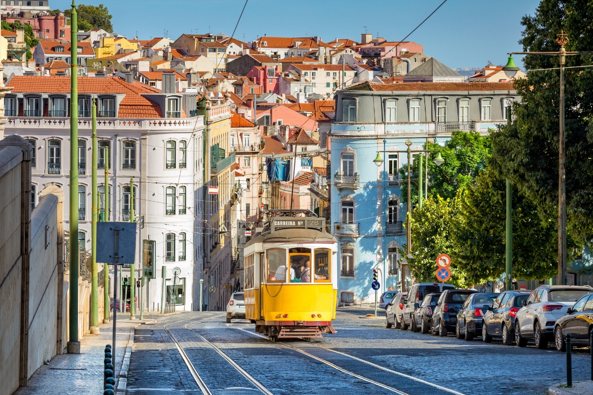Sun-soaked streets and vibrant charm define Lisbon, Portugal. 