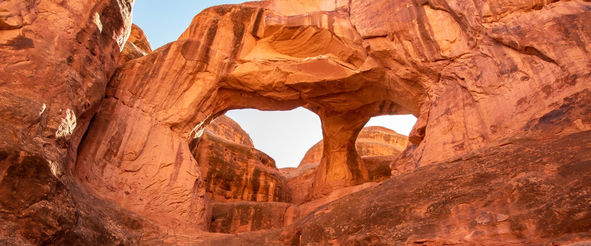 Arches rock formation within Fiery Furnace in Arches National Park, Utah