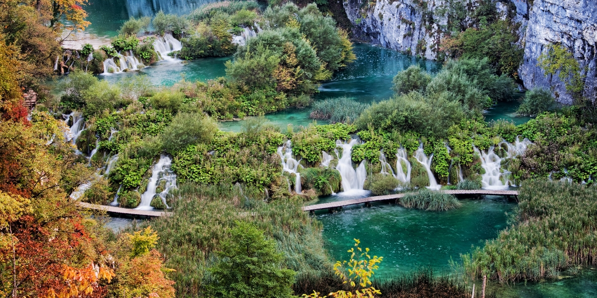 Gorgeous waterfalls and lakes of Plitvice Lakes National Park, Croatia