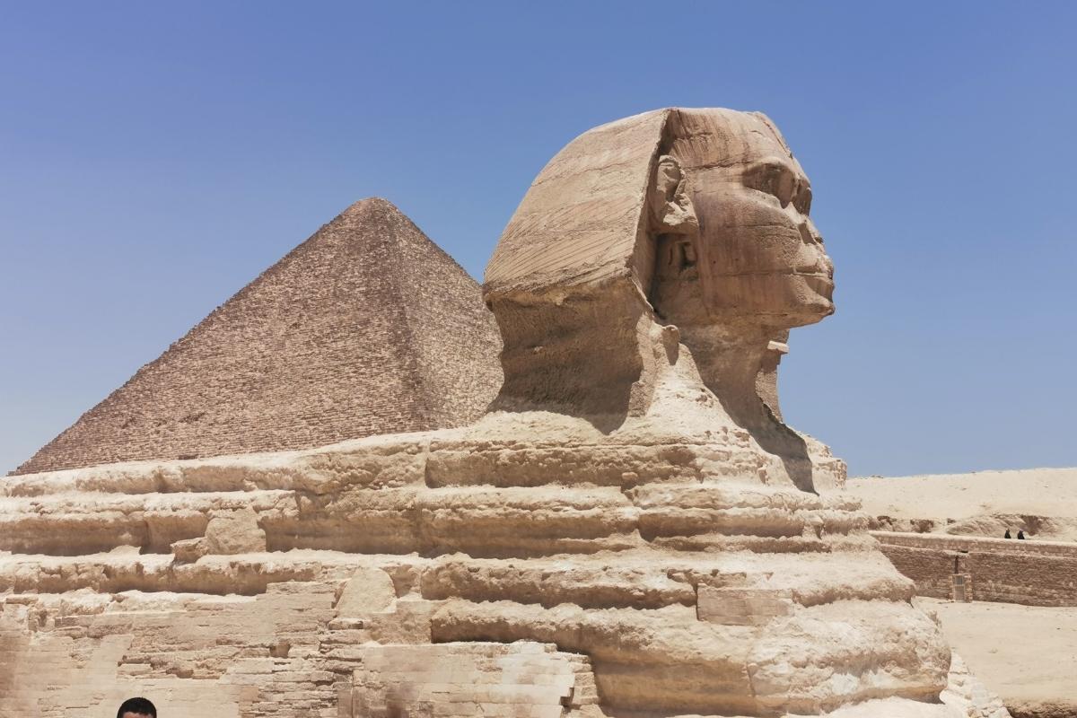 Sphinx and Pyramid of Giza in Cairo Egypt