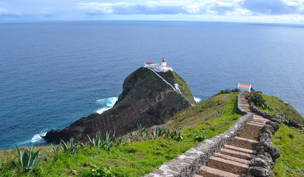 Maia lighthouse on Santa Maria Island, Azores, Portugal