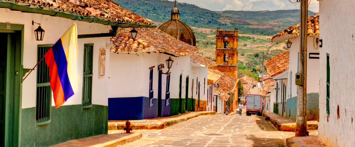 Charming street of Barichara, Colombia