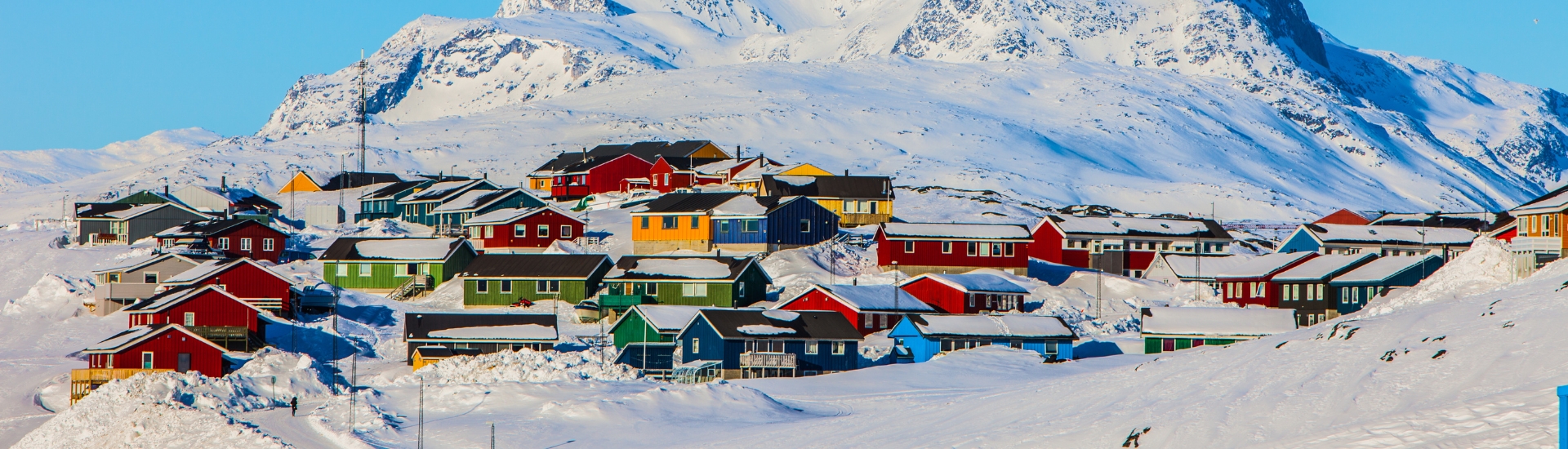 Greenland-Nuuk-Colorful houses near Sermitsiaq