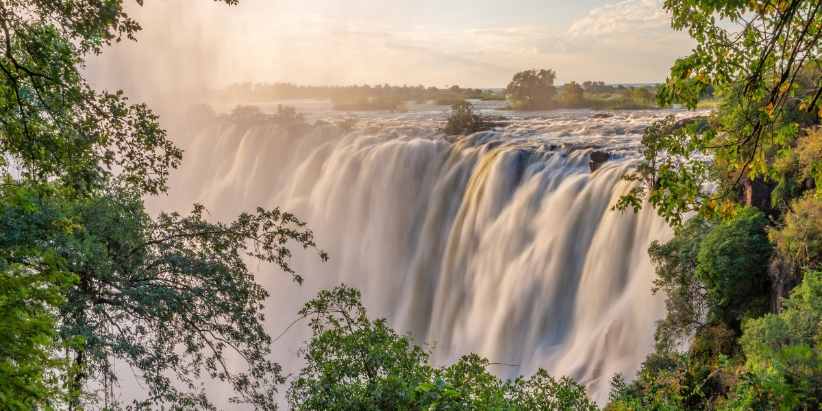 Victoria Falls roaring in Zimbabwe