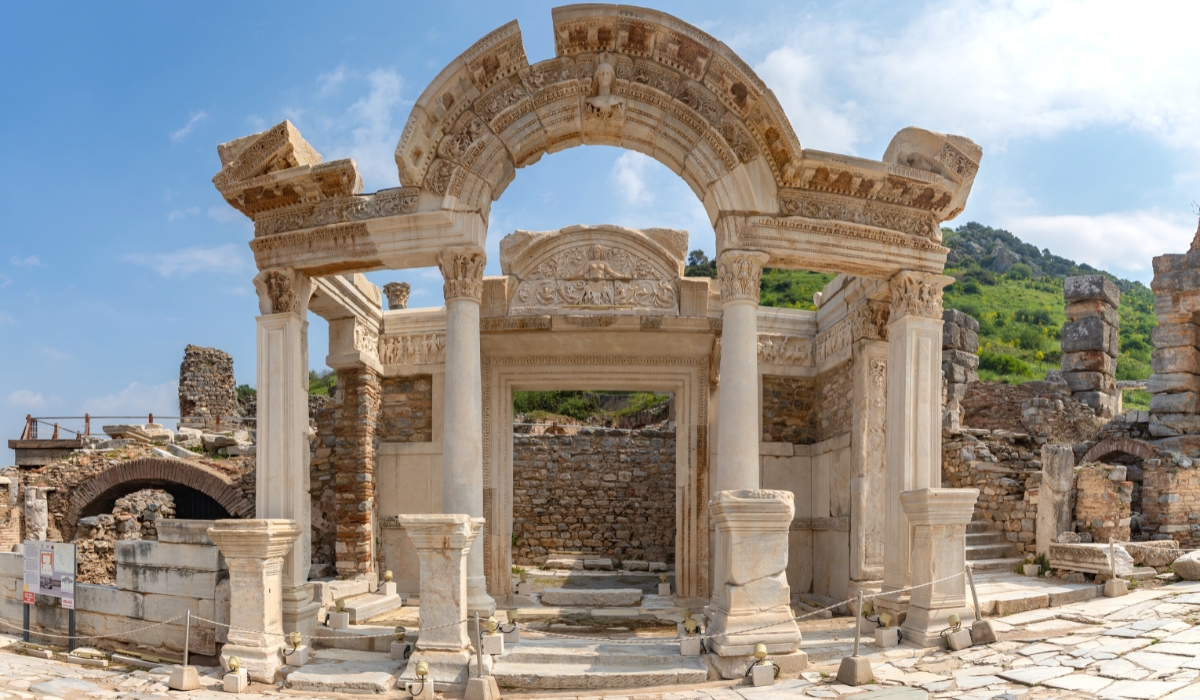 Temple of Hadrian in Ephesus ancient city of Turkey