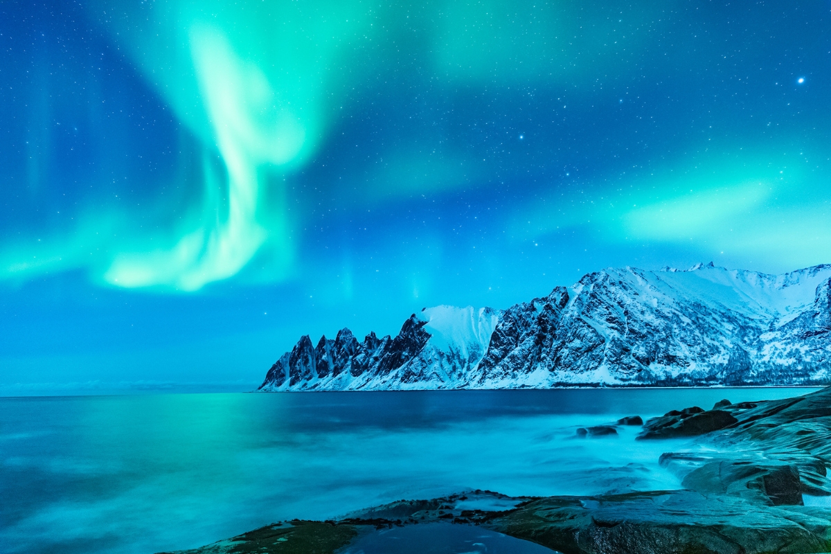 Northern lights or Aurora borealis in the Arctic