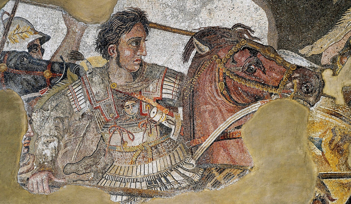 Mosaic of Alexander the Great riding a horse