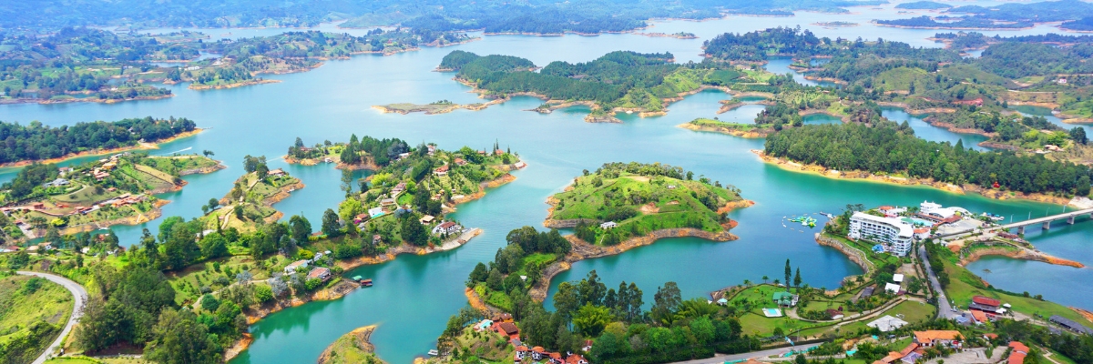 Lakes in Guatape, Antioquia near Medellin, Colombia