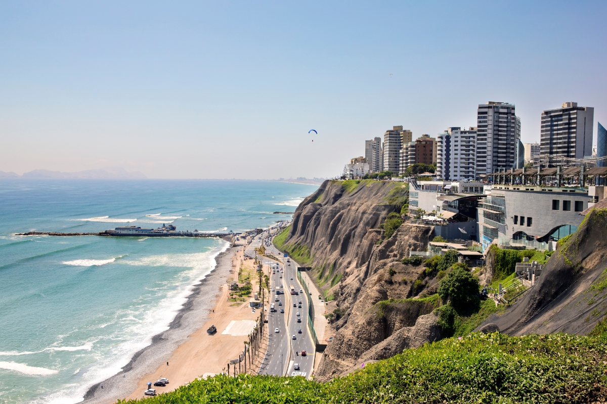 Miraflores, Lima coastal cliffs in Peru