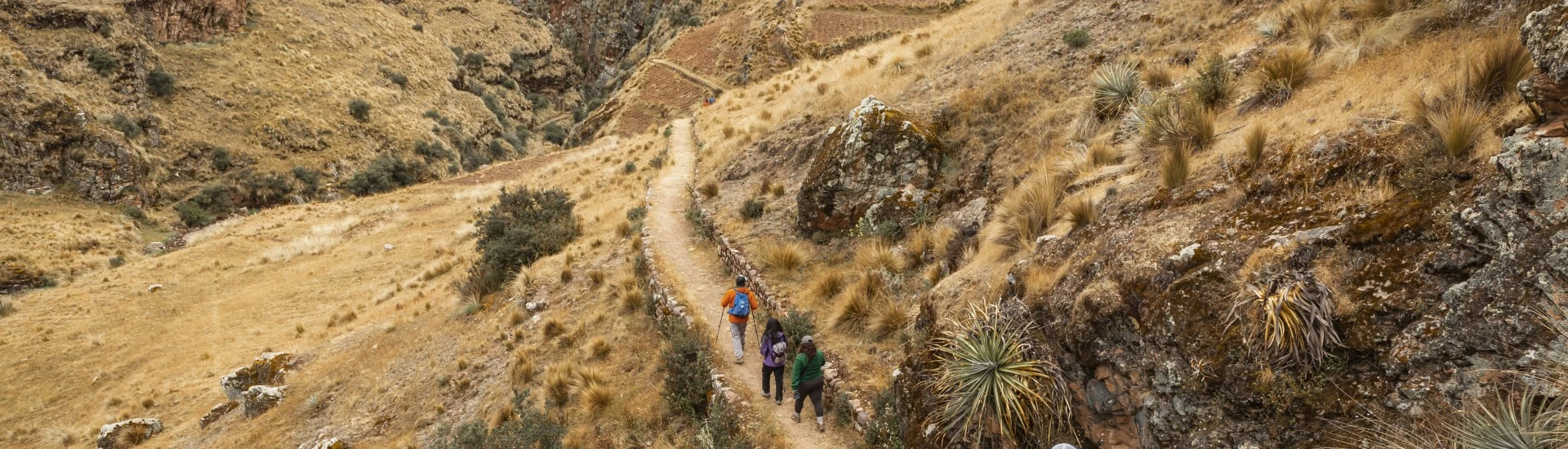 Great Inca Trail - Hikers on the way to Huchuy Qosqo