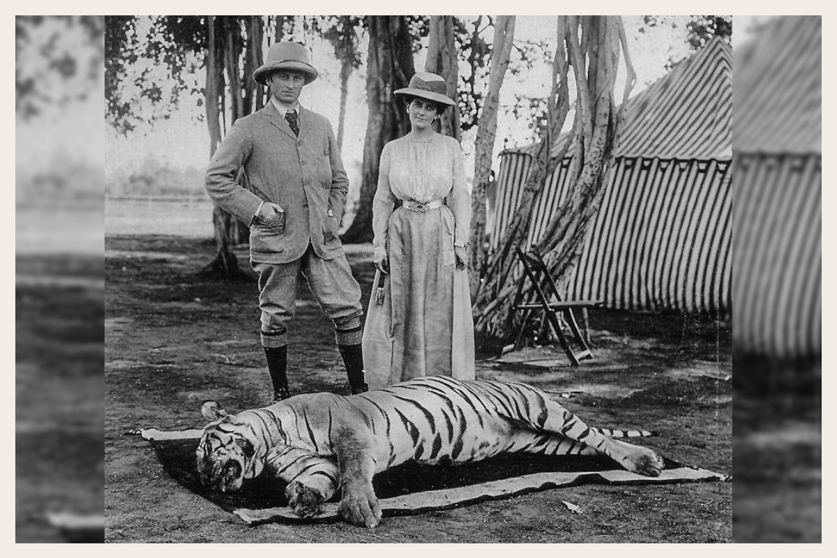 Tiger hunting by George Curzon and his wife Mary in British India, 1903