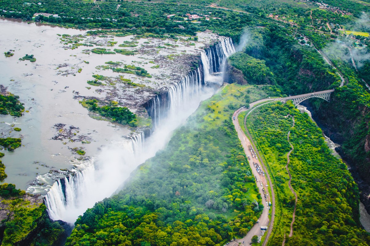 Victoria Falls aerial view in Zimbabwe