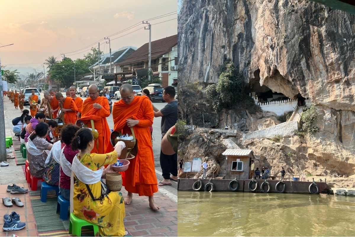 Tak Bat ritual and the Pak Ou Caves in Laos