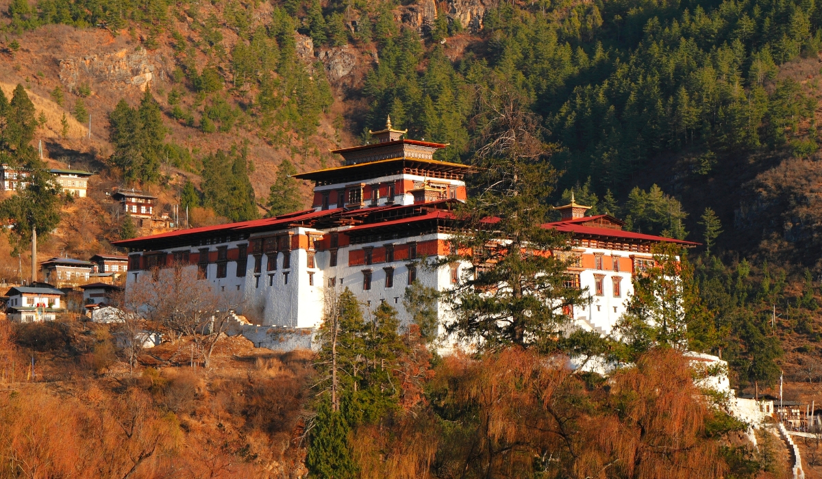 Monastery fortress on a hill, Rinpung Dzong of Paro, Bhutan