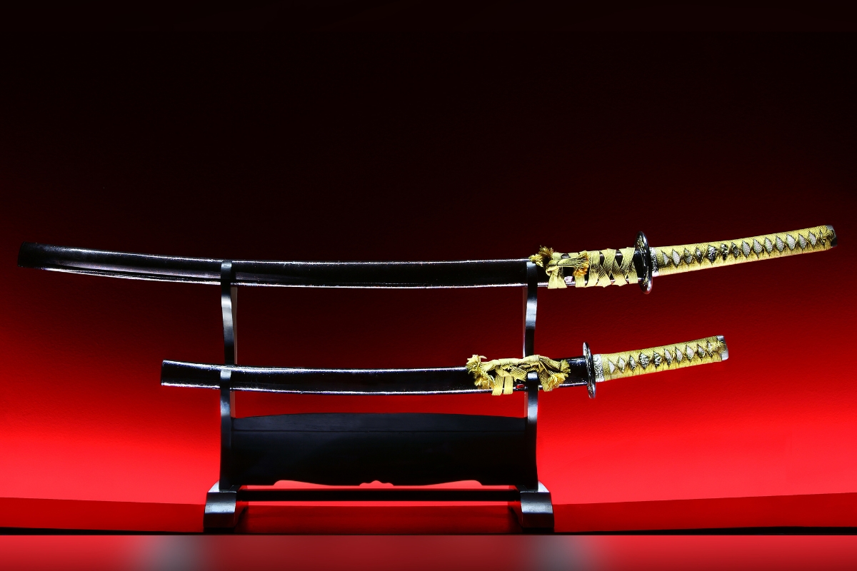 A katana sword, the iconic blade of the samurai and a symbol of Japanese craftsmanship and honor.
