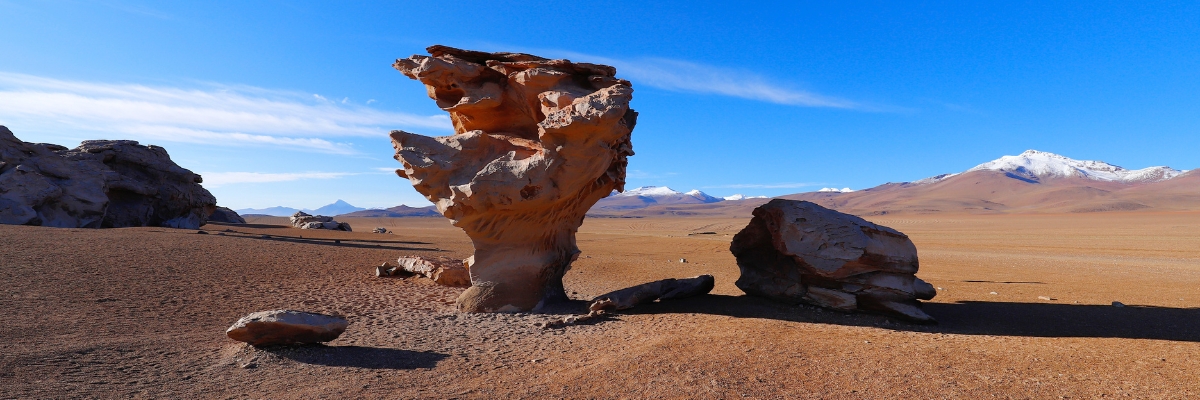 Arbol de Piedra rock in Siloli Desert, Salar de Uyuni Salt Flats, Bolivia