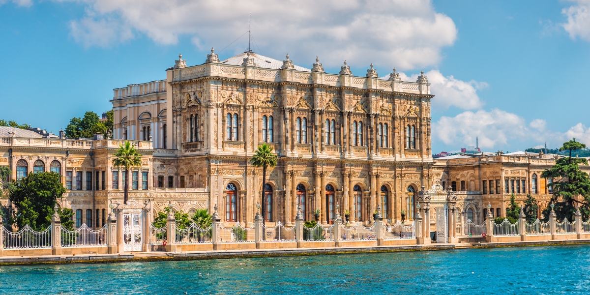 Dolmabahce Palace on the banks of Bosphorus Strait in Istanbul, Turkey