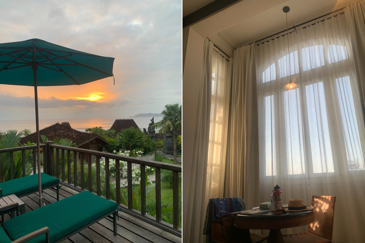 Coralina Island House balcony at sunset and room in Panama City