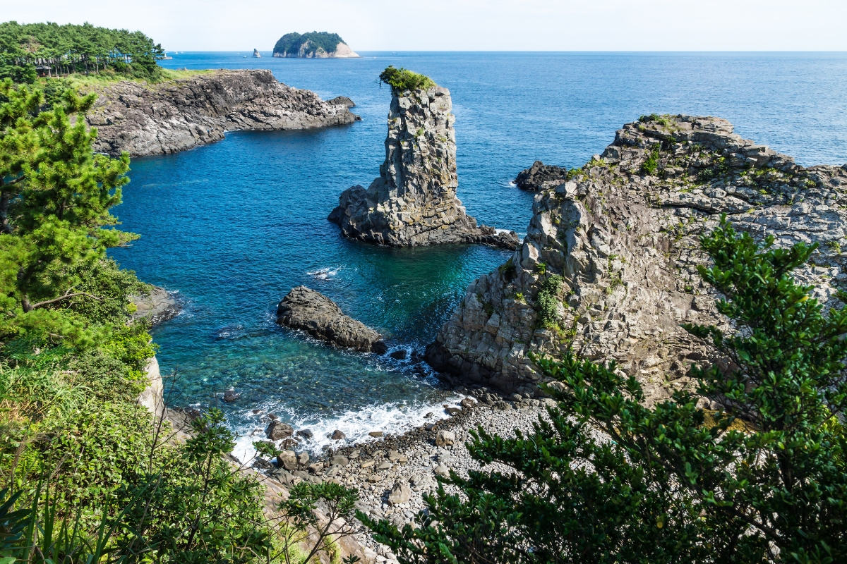 Jeju Island, South Korea tends to be a great option for travelers in the winter with mild temperatures and dramatic scenery.  