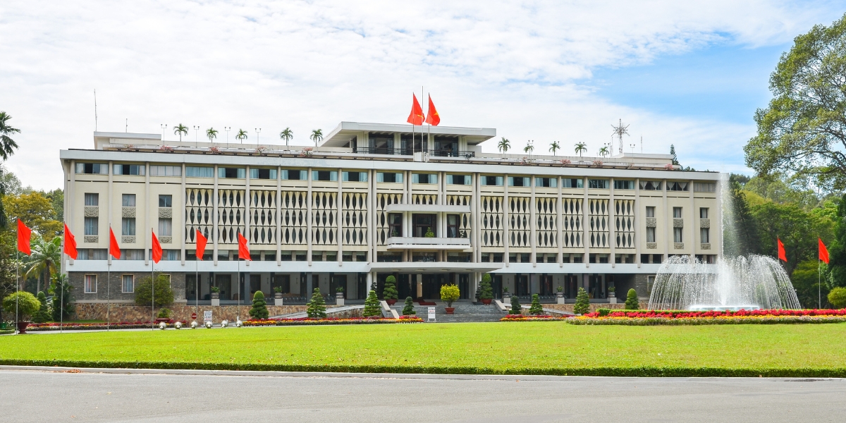 Front View of Reunification Palace in Ho Chi Minh City, Vietnam