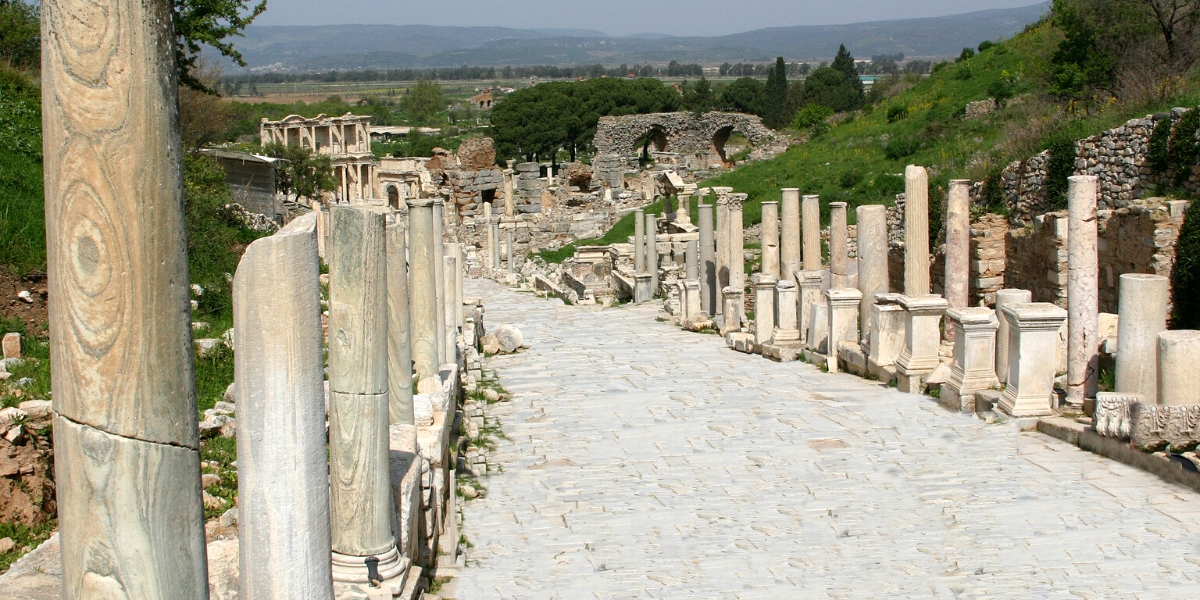 Curetes Street in Ephesus ancient city of Turkey
