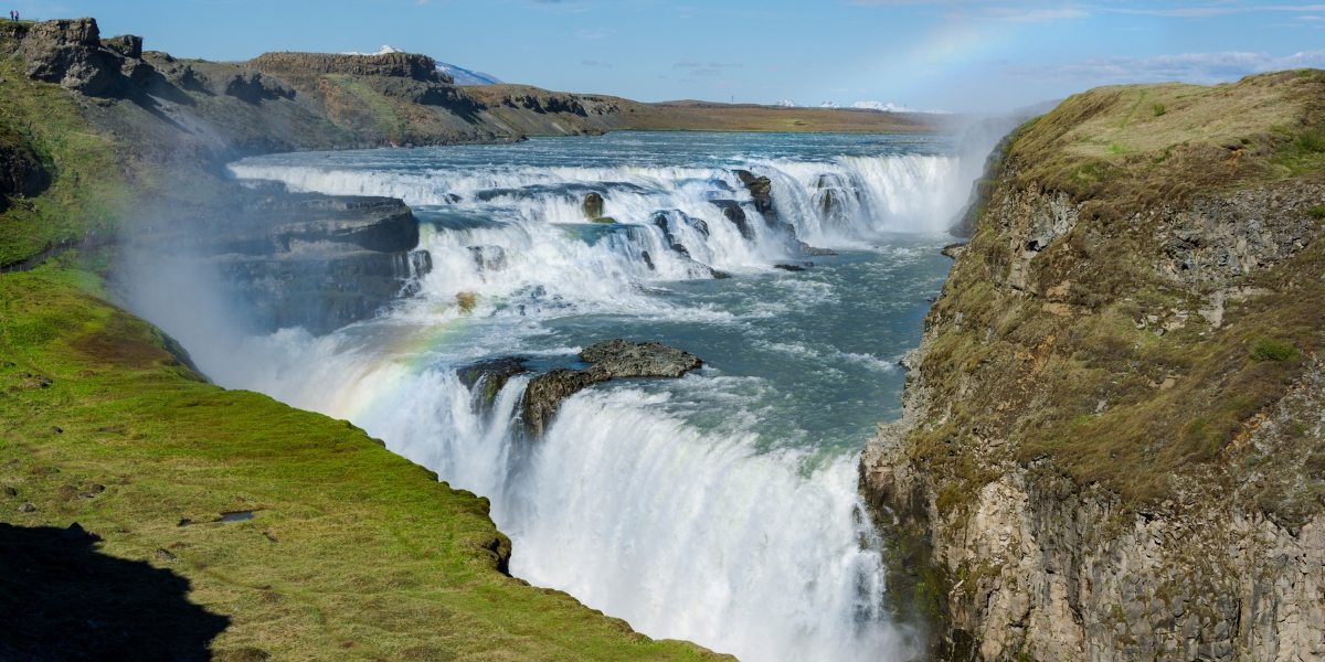 Gullfoss waterfalls down Hvítá River in Iceland