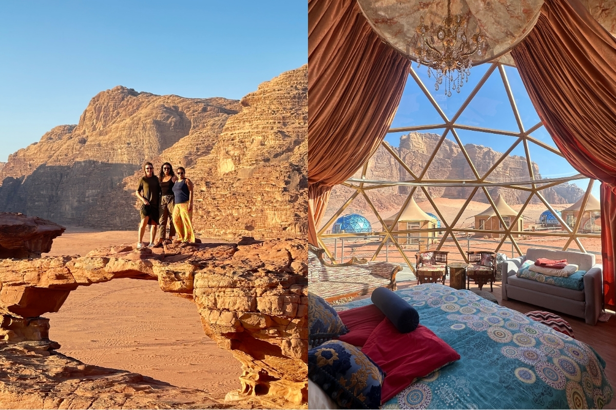Isabel’s Wadi Rum adventure: desert arches by day, stargazing from a dome by night. (Photo: Isabel Falls)