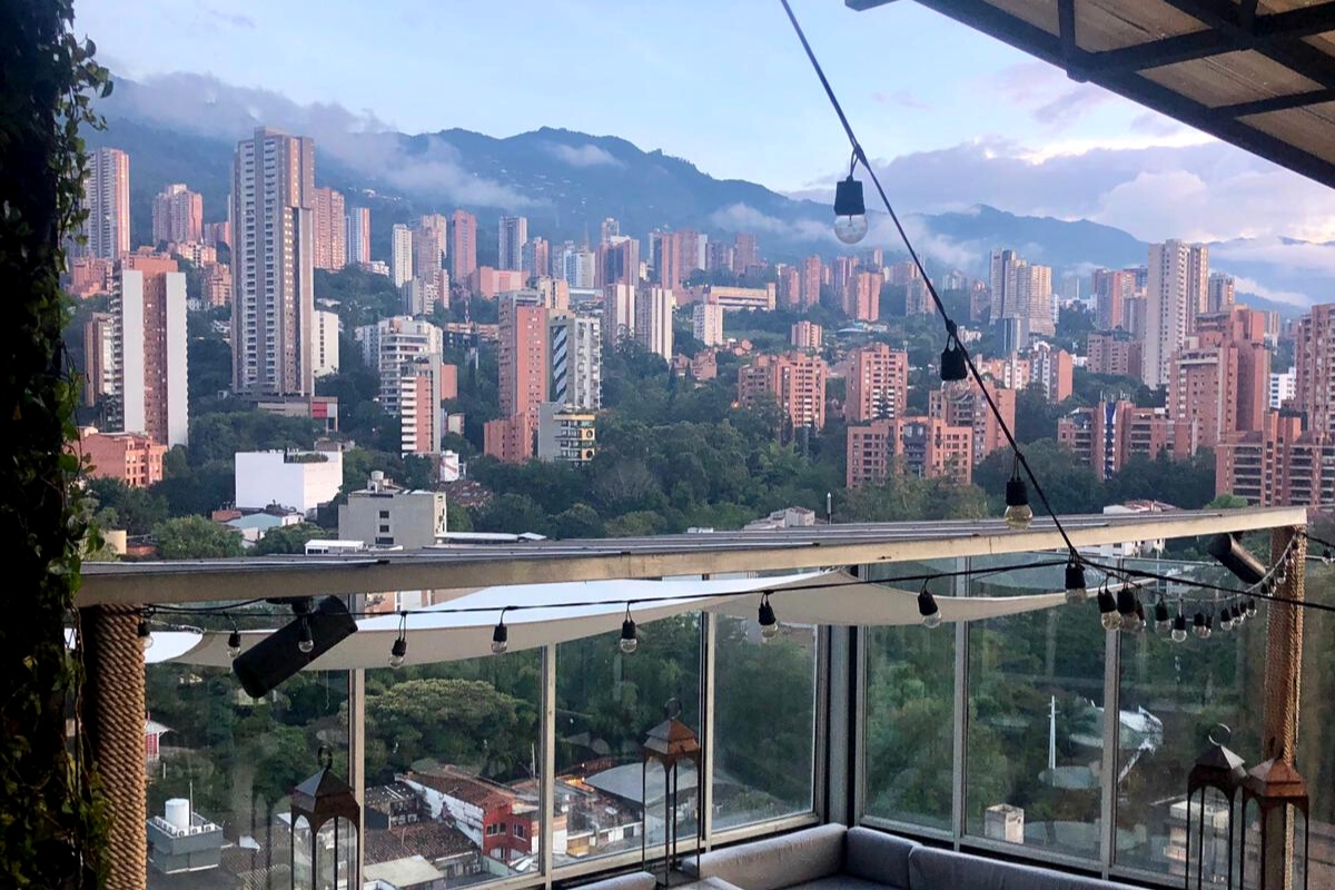 Envy rooftop lounge in Charlee Hotel with the best city view of Medellin, Colombia