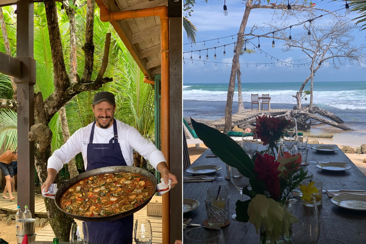 Large paella lunch at Paunch Beach in Bocas del Toro, Panama