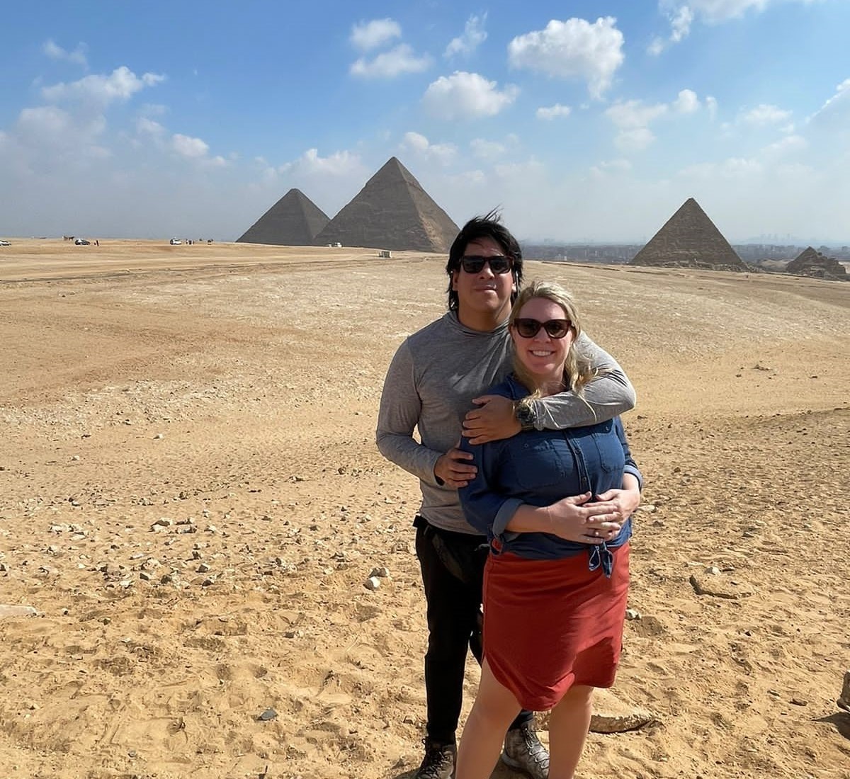 Riva Bacquet and partner with Great Pyramids of Giza Egypt