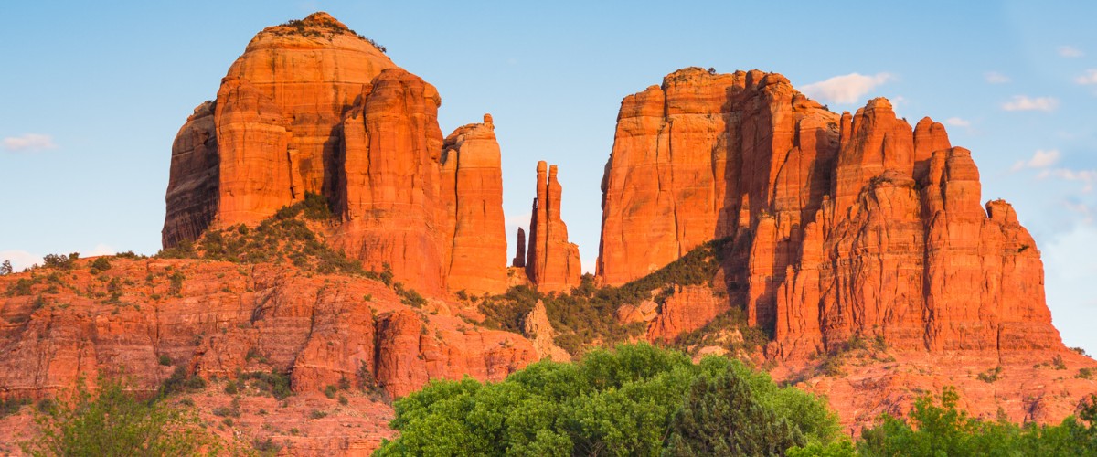 Sedona Cathedral red rock formation at Oak Creek in Arizona