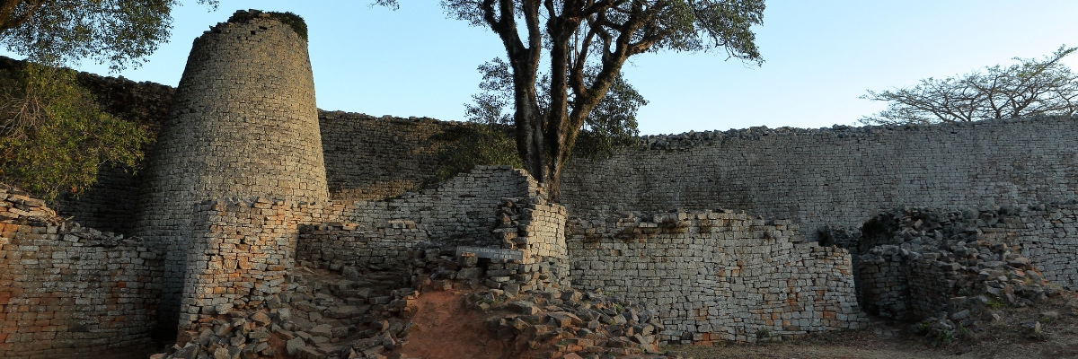 Tower panorama of the Great Enclosure ruins UNESCO Site in Great Zimbabwe