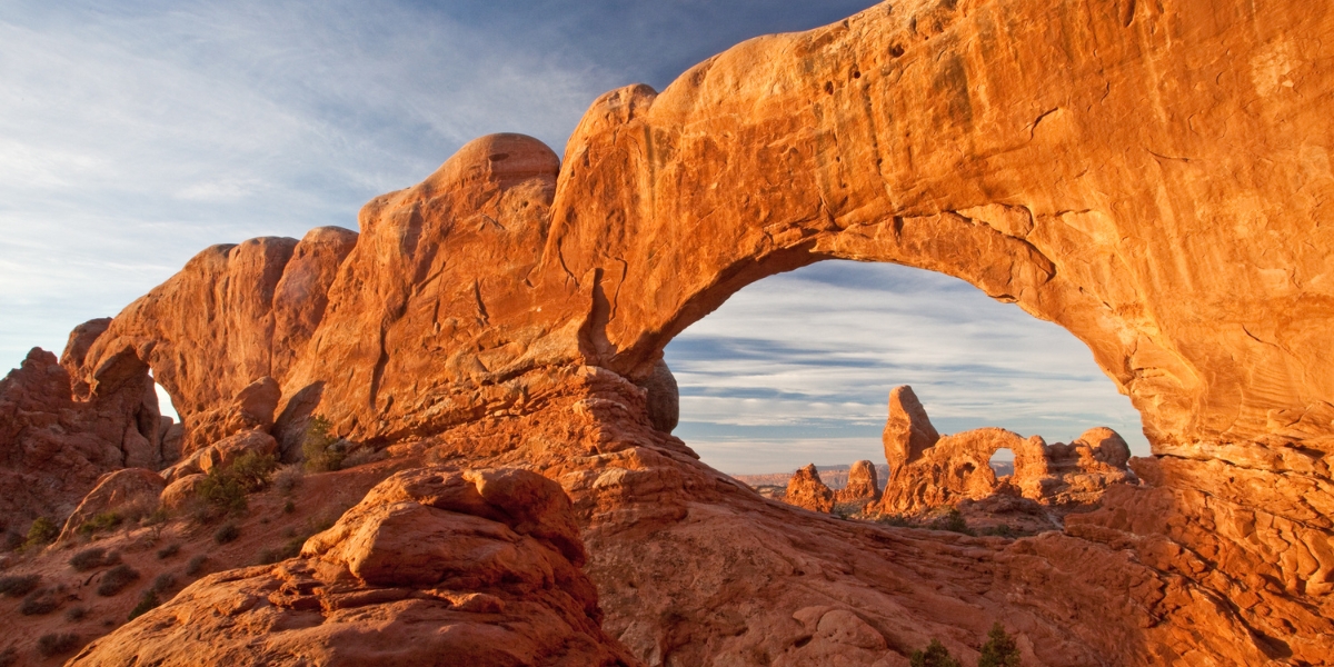 Arch rock formation in Arches National Park, Utah in Southwest US