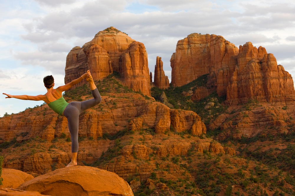 Yoga pose in Sedona, Arizona