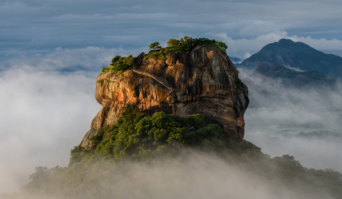 View of Sigiriya Rock formation from Pidurangala in Sri Lanka